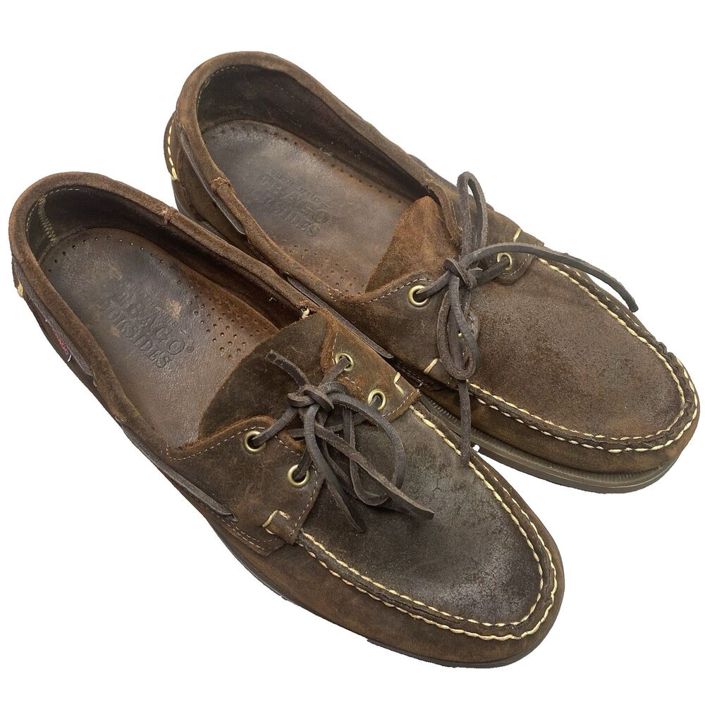 Sebago Docksides Boat Shoes Suede Handsewn Moc Toe Lace Up Deck Mens 11 Brown